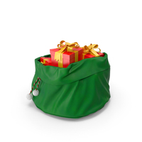 Santa Claus Open Green Bag With Gifts PNG & PSD Images