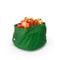 Green Open Santa Claus Bag With Gifts PNG & PSD Images