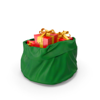 Green Open Santa Claus Bag With Gifts PNG & PSD Images