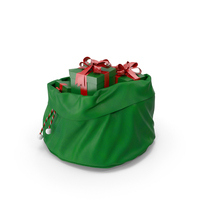 Green Open Santa Claus Bag With Gifts PNG & PSD Images