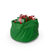 Santa Claus Open Green Bag With Gifts PNG & PSD Images