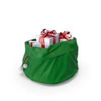Open Green Santa Claus Bag With Gifts PNG & PSD Images