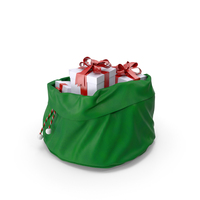 Santa Claus Open Green Bag With Gifts PNG & PSD Images