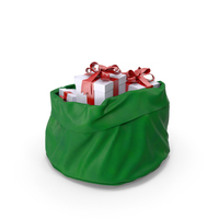 Santa Claus Open Green Bag With Gifts PNG & PSD Images