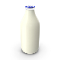 Glass Bottle Of Skimmed Milk With Foil Top PNG & PSD Images
