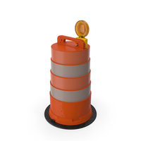 Traffic Safety Barrel With Warning Light PNG & PSD Images