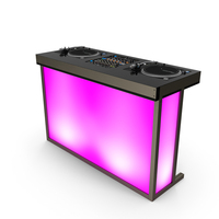 DJ Console With Pioneer Mixer And Purple Lighting PNG & PSD Images