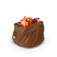 Santa Claus Open Brown Bag With Gifts PNG & PSD Images