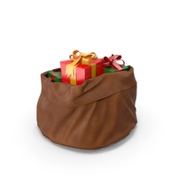 Brown Open Santa Claus Bag With Gifts PNG & PSD Images