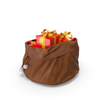 Santa Claus Open Brown Bag With Gifts PNG & PSD Images