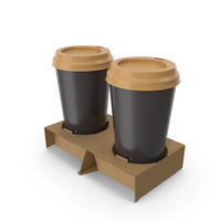 Cardboard Carrier With 2 Coffee Cups PNG & PSD Images