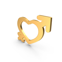 Gender Heart Symbol Gold PNG & PSD Images
