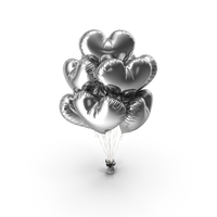 Heart Balloons Set Silver PNG & PSD Images
