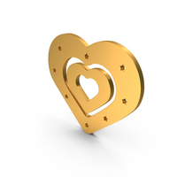 Gold Heart In Heart With Stars Icon PNG & PSD Images