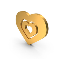 Gold Heart In Heart Icon PNG & PSD Images