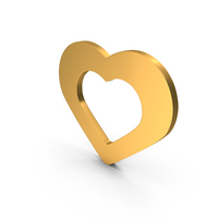 Valentine Heart Icon Gold PNG & PSD Images