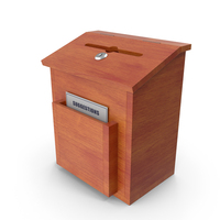 Brown Wooden Suggestion Box with Card PNG & PSD Images