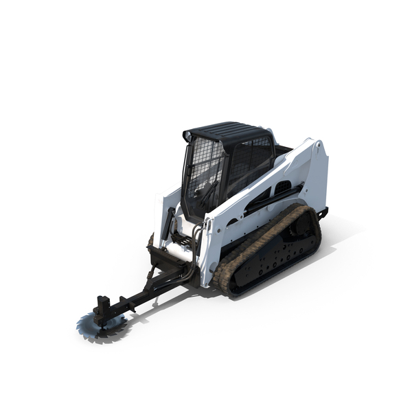 Compact Track Loader with Forestry Saw Attachment PNG & PSD Images