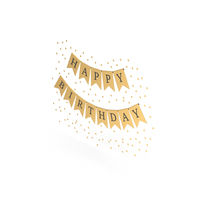 Gold Happy Birthday Banner PNG & PSD Images