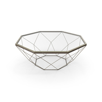 Geometric Antique Brass Coffee Table with Glass Top PNG & PSD Images