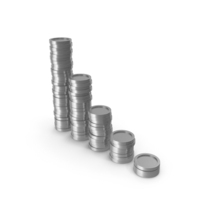 Silver Coins Stacks Graph PNG & PSD Images