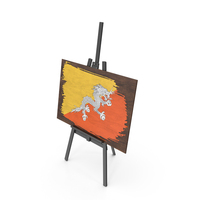 Bhutan Country Flag Paint On Wooden Board PNG & PSD Images