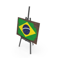 Brazil Country Flag Paint On Wooden Board PNG & PSD Images