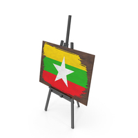 Myanmar Country Flag Paint On Wooden Board PNG & PSD Images