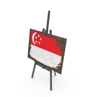 Singapore Country Flag Paint On Wooden Board PNG & PSD Images