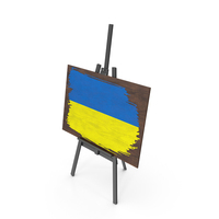 Ukraine Country Flag Paint On Wooden Board PNG & PSD Images