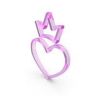 Glass Heart With Crown Icon PNG & PSD Images