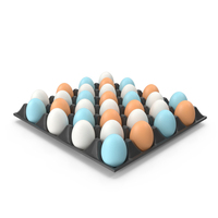 Blue, Brown & White Food Eggs In Tray PNG & PSD Images