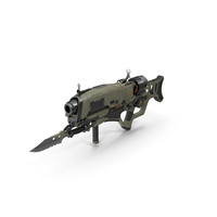 Futuristic Rifle with Bayonet Green PNG & PSD Images
