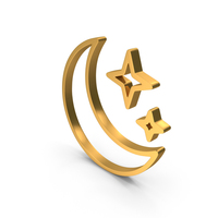 Night Moon And Star Icon Gold PNG & PSD Images