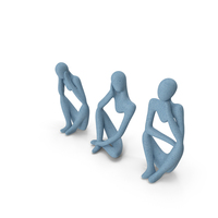 Abstract Thinking Figures Trio Blue Stone PNG & PSD Images
