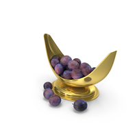 Plums in a Beautiful Golden Vase PNG & PSD Images