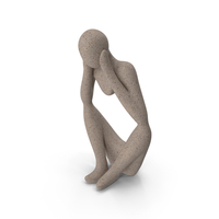 Abstract Thinker Figurine White Stone PNG & PSD Images