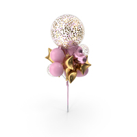 Balloon Composition With Big Glitter Confetti Balloon PNG & PSD Images