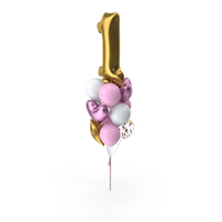 Decorative Composition With Number One Balloon PNG & PSD Images