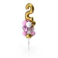 Decorative Composition With Number Two Balloon PNG & PSD Images