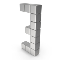 Digital Digit 3 Silver PNG & PSD Images