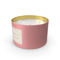 Scented Candle Pink with 3 Wicks PNG & PSD Images
