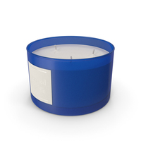 Scented Candle Blue with Label and 3 Wicks PNG & PSD Images