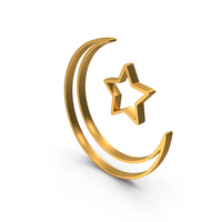 Crescent Moon And Star Islam Icon Gold PNG & PSD Images