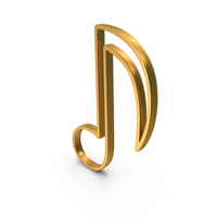 Out Line Melody Music Note Audio Sign Icon Gold PNG & PSD Images