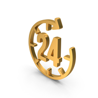 Gold Refresh 24 Hours Icon PNG & PSD Images