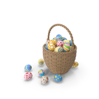 Easter Basket Full Of Eggs PNG & PSD Images