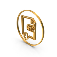Gold Download ZIP File In Circle Icon PNG & PSD Images