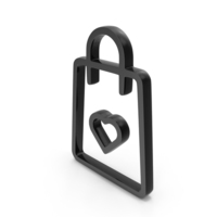 Out Line Shopping Bag With Heart Icon PNG & PSD Images