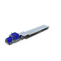 Semi Truck with Flatbed Trailer PNG & PSD Images